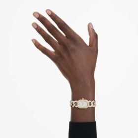 Dextera-horloge, Swiss Made, kristallen armband, goudkleurig, goudkleurige afwerking