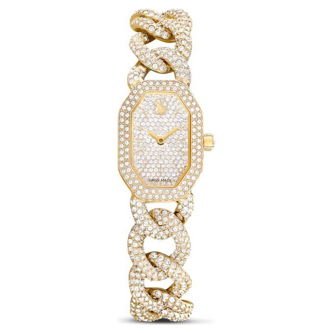 Dextera-horloge, Swiss Made, kristallen armband, goudkleurig, goudkleurige afwerking Dextera-horloge, Swiss Made, kristallen armband, goudkleurig, goudkleurige afwerking