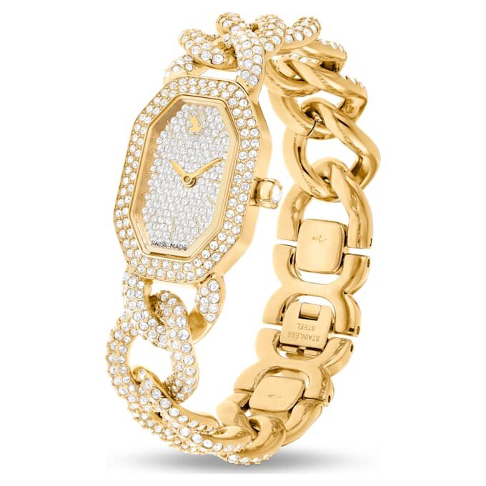 Dextera-horloge, Swiss Made, kristallen armband, goudkleurig, goudkleurige afwerking Dextera-horloge, Swiss Made, kristallen armband, goudkleurig, goudkleurige afwerking