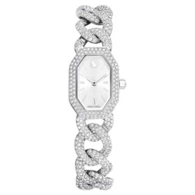 Dextera-horloge, Swiss Made, kristallen armband, zilverkleurig, roestvrij staal