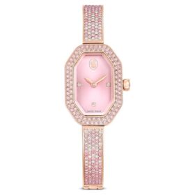 Dextera-horloge, Swiss Made, metalen armband, roze, roségoudkleurig verguld