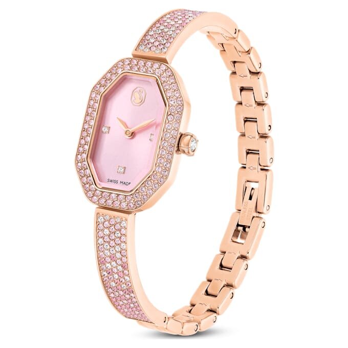 Dextera-horloge, Swiss Made, metalen armband, roze, roségoudkleurig verguld Dextera-horloge, Swiss Made, metalen armband, roze, roségoudkleurig verguld