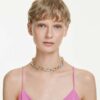 Dextera-ketting met ronde slijpvorm, ketting, wit, afwerking in gemengd metaal Dextera-ketting met ronde slijpvorm, ketting, wit, afwerking in gemengd metaal