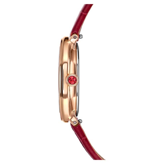 Dextera Octagon-horloge, Swiss Made, leren band, rood, roségoudkleurige afwerking Dextera Octagon-horloge, Swiss Made, leren band, rood, roségoudkleurige afwerking