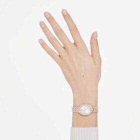 Dextera Octagon-horloge, Swiss Made, metalen armband, goudkleurig, roségoudkleurige afwerking