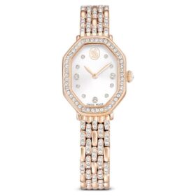 Dextera Octagon-horloge, Swiss Made, metalen armband, goudkleurig, roségoudkleurige afwerking