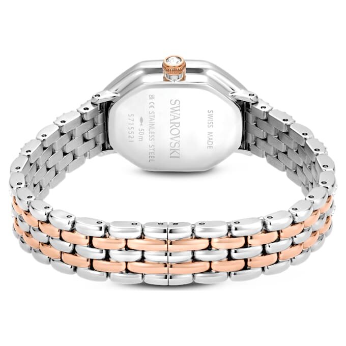 Dextera Octagon-horloge, Swiss Made, metalen armband, zilverkleurig, roségoudkleurige afwerking Dextera Octagon-horloge, Swiss Made, metalen armband, zilverkleurig, roségoudkleurige afwerking