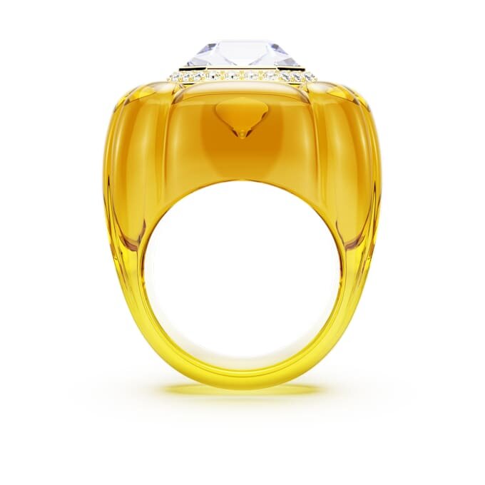 Dulcis cocktailring, kussenslijpsel, pavé, geel Dulcis cocktailring, kussenslijpsel, pavé, geel