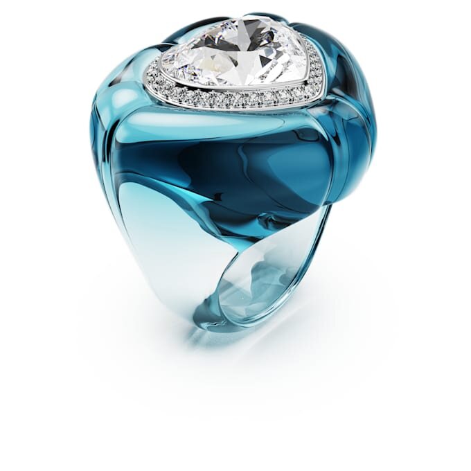 Dulcis cocktailring met hartvormige slijpvorm, pavé, hart, blauw Dulcis cocktailring met hartvormige slijpvorm, pavé, hart, blauw