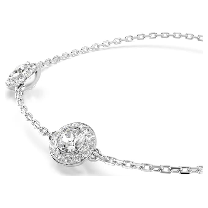 Een Angelic-armband met ronde slijpvorm, dubbelzijdige motieven, wit, gerhodineerd Een Angelic-armband met ronde slijpvorm, dubbelzijdige motieven, wit, gerhodineerd