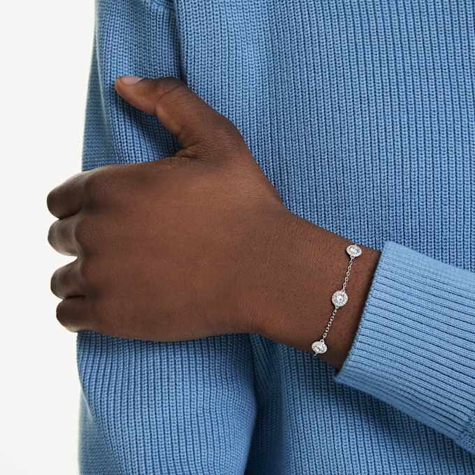 Een Angelic-armband met ronde slijpvorm, dubbelzijdige motieven, wit, gerhodineerd Een Angelic-armband met ronde slijpvorm, dubbelzijdige motieven, wit, gerhodineerd