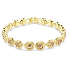 Een Angelic-armband met ronde slijpvorm, karamelkleurig, verguld