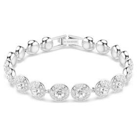 Een Angelic-armband met ronde slijpvorm, wit, gerhodineerd