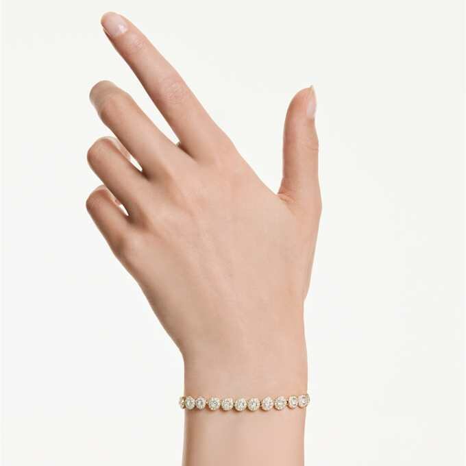 Een Angelic-armband met ronde slijpvorm, wit, verguld Een Angelic-armband met ronde slijpvorm, wit, verguld