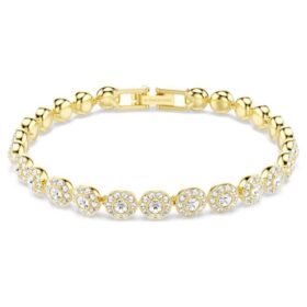 Een Angelic-armband met ronde slijpvorm, wit, verguld