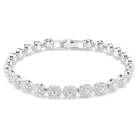 Een Angelic-armband, rond geslepen, klein, wit, gerhodineerd