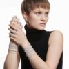 Een Angelic-armband, rond geslepen, klein, wit, gerhodineerd