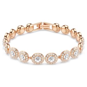 Een Angelic-armband, ronde slijpvorm, pavé, medium, wit, roségoudkleurig verguld