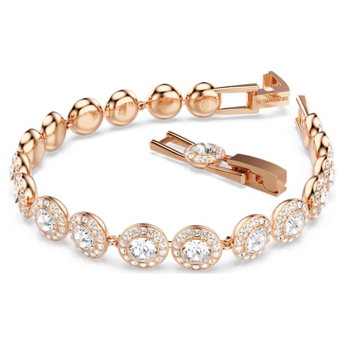 Een Angelic-armband, ronde slijpvorm, pavé, medium, wit, roségoudkleurig verguld Een Angelic-armband, ronde slijpvorm, pavé, medium, wit, roségoudkleurig verguld
