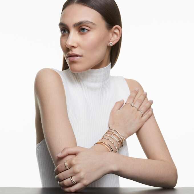 Een Angelic-armband, ronde slijpvorm, pavé, medium, wit, roségoudkleurig verguld Een Angelic-armband, ronde slijpvorm, pavé, medium, wit, roségoudkleurig verguld