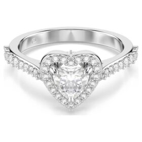 Een Angelic-ring met gemengde slijpvormen, hart, wit, gerhodineerd Een Angelic-ring met gemengde slijpvormen, hart, wit, gerhodineerd