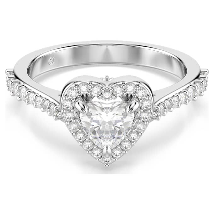 Een Angelic-ring met gemengde slijpvormen, hart, wit, gerhodineerd Een Angelic-ring met gemengde slijpvormen, hart, wit, gerhodineerd