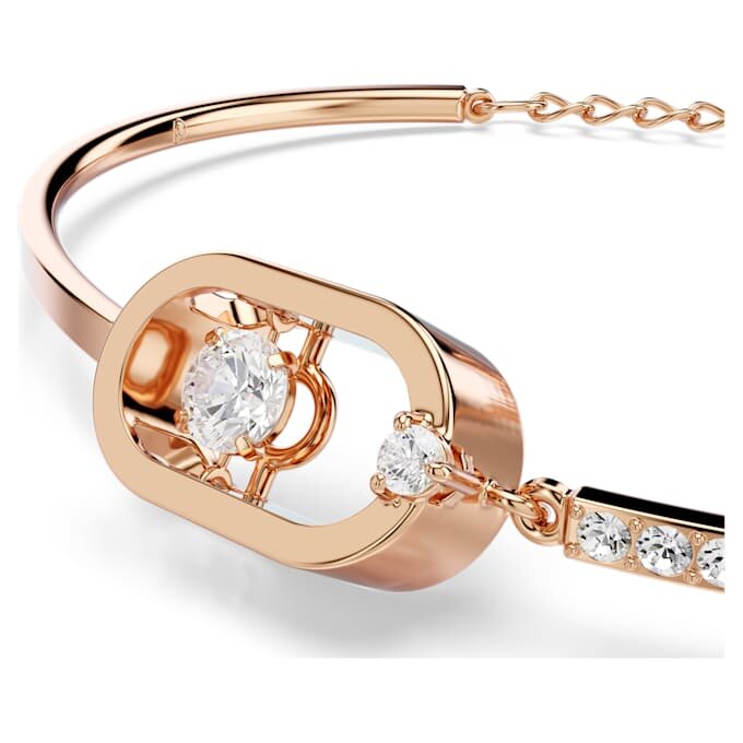 Een armband, ronde slijpvorm, ovaal, wit, roségoudkleurig verguld Een armband, ronde slijpvorm, ovaal, wit, roségoudkleurig verguld