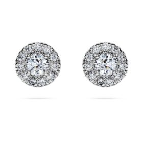 Eternity Halo-oorbellen met in het laboratorium gekweekte diamanten 0,45 karaat in totaal, ronde vorm, sterlingzilver