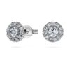 Eternity Halo-oorbellen met in het laboratorium gekweekte diamanten 0,45 karaat in totaal, ronde vorm, sterlingzilver Eternity Halo-oorbellen met in het laboratorium gekweekte diamanten 0,45 karaat in totaal, ronde vorm, sterlingzilver