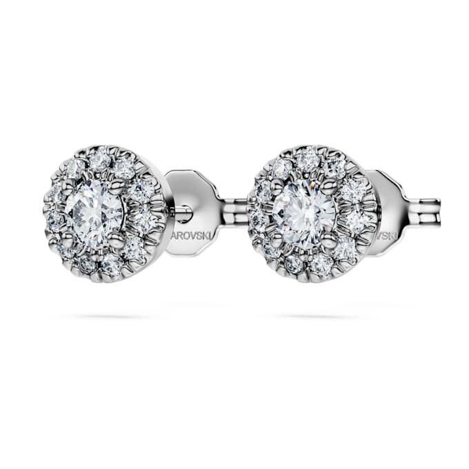 Eternity Halo-oorbellen met in het laboratorium gekweekte diamanten 0,45 karaat in totaal, ronde vorm, sterlingzilver Eternity Halo-oorbellen met in het laboratorium gekweekte diamanten 0,45 karaat in totaal, ronde vorm, sterlingzilver