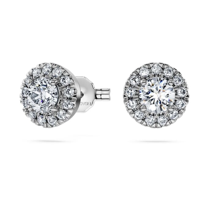 Eternity Halo-oorbellen met in het laboratorium gekweekte diamanten 0,75 ct in totaal, ronde vorm, 14K witgoud Eternity Halo-oorbellen met in het laboratorium gekweekte diamanten 0,75 ct in totaal, ronde vorm, 14K witgoud