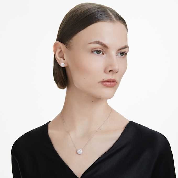 Eternity Halo-oorbellen met in het laboratorium gekweekte diamanten, 2 karaat in totaal, ronde vorm, 14-karaats witgoud Eternity Halo-oorbellen met in het laboratorium gekweekte diamanten, 2 karaat in totaal, ronde vorm, 14-karaats witgoud