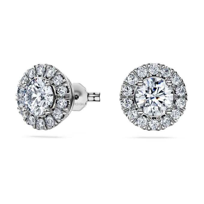 Eternity Halo-oorbellen met in het laboratorium gekweekte diamanten, 2 karaat in totaal, ronde vorm, 14-karaats witgoud Eternity Halo-oorbellen met in het laboratorium gekweekte diamanten, 2 karaat in totaal, ronde vorm, 14-karaats witgoud