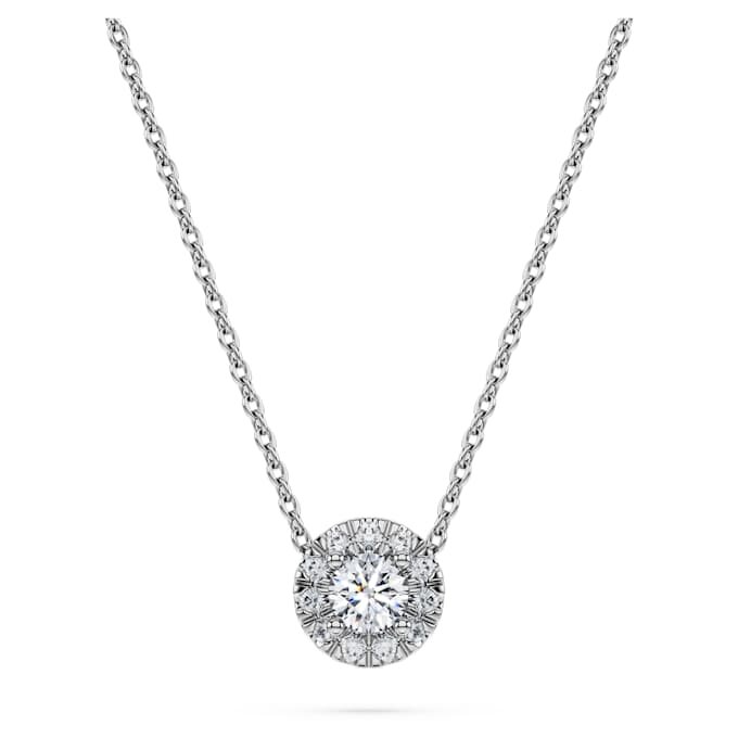 Eternity Halo solitaire hanger met in het laboratorium gekweekte diamanten 0,23 karaat in totaal, ronde vorm, sterlingzilver Eternity Halo solitaire hanger met in het laboratorium gekweekte diamanten 0,23 karaat in totaal, ronde vorm, sterlingzilver