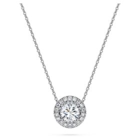 Eternity Halo solitaire hanger met in het laboratorium gekweekte diamanten 0,59 ct totaal, ronde vorm, 14K witgoud