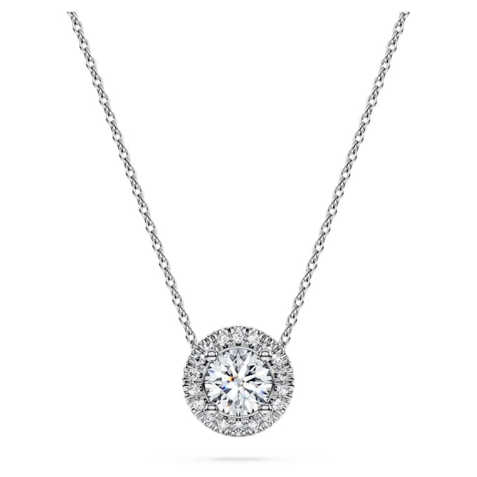 Eternity Halo solitaire hanger met in het laboratorium gekweekte diamanten 0,59 ct totaal, ronde vorm, 14K witgoud Eternity Halo solitaire hanger met in het laboratorium gekweekte diamanten 0,59 ct totaal, ronde vorm, 14K witgoud