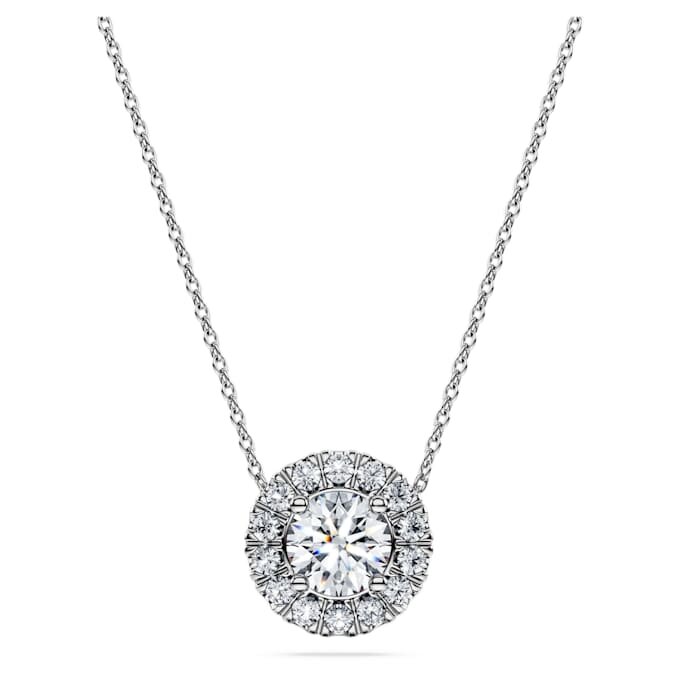 Eternity Halo Solitaire hanger met in het laboratorium gekweekte diamanten 1 Ct Tw, ronde vorm, 14K witgoud Eternity Halo Solitaire hanger met in het laboratorium gekweekte diamanten 1 Ct Tw, ronde vorm, 14K witgoud