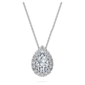 Eternity Halo Solitaire hanger met in het laboratorium gekweekte diamanten, 1 karaat in totaal, peervorm, 14K witgoud Eternity Halo Solitaire hanger met in het laboratorium gekweekte diamanten, 1 karaat in totaal, peervorm, 14K witgoud