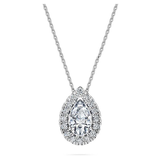 Eternity Halo Solitaire hanger met in het laboratorium gekweekte diamanten, 1 karaat in totaal, peervorm, 14K witgoud Eternity Halo Solitaire hanger met in het laboratorium gekweekte diamanten, 1 karaat in totaal, peervorm, 14K witgoud
