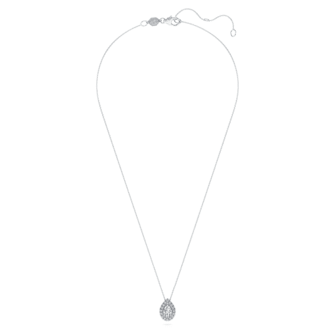 Eternity Halo Solitaire hanger met in het laboratorium gekweekte diamanten, 1 karaat in totaal, peervorm, 14K witgoud Eternity Halo Solitaire hanger met in het laboratorium gekweekte diamanten, 1 karaat in totaal, peervorm, 14K witgoud