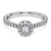 Eternity Halo solitaire ring met in het laboratorium gekweekte diamanten 0,45 karaat in totaal, ronde vorm, sterlingzilver Eternity Halo solitaire ring met in het laboratorium gekweekte diamanten 0,45 karaat in totaal, ronde vorm, sterlingzilver