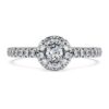 Eternity Halo solitaire ring met in het laboratorium gekweekte diamanten 0,45 karaat in totaal, ronde vorm, sterlingzilver Eternity Halo solitaire ring met in het laboratorium gekweekte diamanten 0,45 karaat in totaal, ronde vorm, sterlingzilver