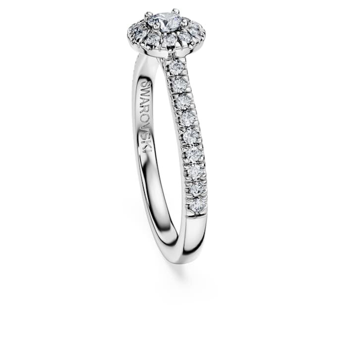 Eternity Halo solitaire ring met in het laboratorium gekweekte diamanten 0,45 karaat in totaal, ronde vorm, sterlingzilver Eternity Halo solitaire ring met in het laboratorium gekweekte diamanten 0,45 karaat in totaal, ronde vorm, sterlingzilver