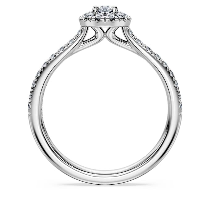Eternity Halo solitaire ring met in het laboratorium gekweekte diamanten 0,45 karaat in totaal, ronde vorm, sterlingzilver Eternity Halo solitaire ring met in het laboratorium gekweekte diamanten 0,45 karaat in totaal, ronde vorm, sterlingzilver