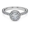 Eternity Halo solitaire ring met in het laboratorium gekweekte diamanten 0,8 karaat in totaal, ronde vorm, 14K witgoud Eternity Halo solitaire ring met in het laboratorium gekweekte diamanten 0,8 karaat in totaal, ronde vorm, 14K witgoud