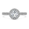 Eternity Halo solitaire ring met in het laboratorium gekweekte diamanten 0,8 karaat in totaal, ronde vorm, 14K witgoud Eternity Halo solitaire ring met in het laboratorium gekweekte diamanten 0,8 karaat in totaal, ronde vorm, 14K witgoud