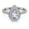 Eternity Halo solitaire ring met in het laboratorium gekweekte diamanten 1,3 karaat in totaal, peervorm, 14K witgoud Eternity Halo solitaire ring met in het laboratorium gekweekte diamanten 1,3 karaat in totaal, peervorm, 14K witgoud