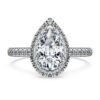 Eternity Halo solitaire ring met in het laboratorium gekweekte diamanten 1,3 karaat in totaal, peervorm, 14K witgoud Eternity Halo solitaire ring met in het laboratorium gekweekte diamanten 1,3 karaat in totaal, peervorm, 14K witgoud