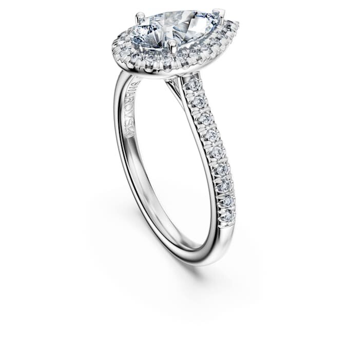 Eternity Halo solitaire ring met in het laboratorium gekweekte diamanten 1,3 karaat in totaal, peervorm, 14K witgoud Eternity Halo solitaire ring met in het laboratorium gekweekte diamanten 1,3 karaat in totaal, peervorm, 14K witgoud