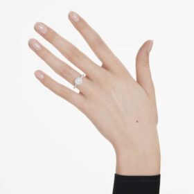 Eternity Halo solitaire ring met in het laboratorium gekweekte diamanten 1,33 karaat in totaal, ronde vorm, 14K witgoud Eternity Halo solitaire ring met in het laboratorium gekweekte diamanten 1,33 karaat in totaal, ronde vorm, 14K witgoud